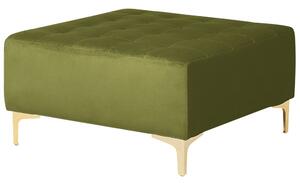 Pouf ottomana in velluto trapuntato verde oliva moderno soggiorno quadrato poggiapiedi gambe dorate Beliani