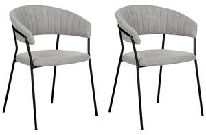 Set di 2 sedie da pranzo moderne Seduta imbottita in velluto grigio con braccioli Schienale curvo Design moderno e contemporaneo Beliani