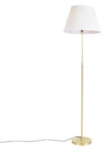 Lampada da terra oro / ottone con paralume plissettato color crema 45 cm - PARTE