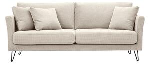 Divano 3 posti in tessuto ciniglia beige e metallo OSLO