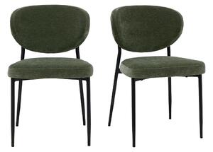 Sedie in tessuto effetto velluto verde kaki e metallo (lotto di 2) BREKA
