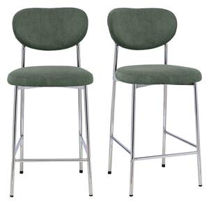 Sgabelli da bar fissi in tessuto velluto a coste verde kaki H65 cm (lotto di 2) BREKA