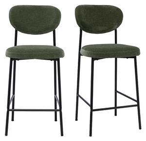 Sgabelli da bar fissi in tessuto effetto velluto verde kaki H65 cm (lotto di 2) BREKA