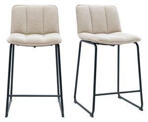 Sgabelli da bar in tessuto chenille beige e metallo nero H65,6 cm (lotto di 2) VISTO