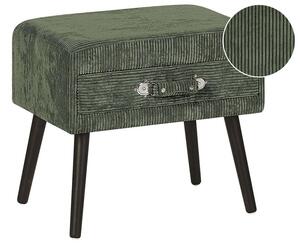 Tavolino con contenitore gambe nere in velluto a coste verde scuro 46 x 50 x 35 cm Valigia Beliani