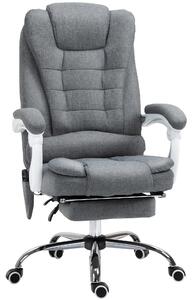 Vinsetto Poltrona da Ufficio con Telecomando e 6 Punti di Massaggio, in Tessuto misto velluto e lino, 67x79x111-121 cm, Grigio | Aosom Italy