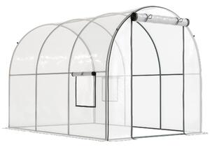 Outsunny Serra a Tunnel 3x2x2m con Porta Avvolgibile e Finestre a Rete in Acciaio e Plastica, Trasparente | Aosom Italy