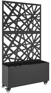 Outsunny Fioriera con Grigliato per Rampicanti a Rotelle Fori di Drenaggio, in Metallo, 90x30x160 cm, Nero | Aosom Italy