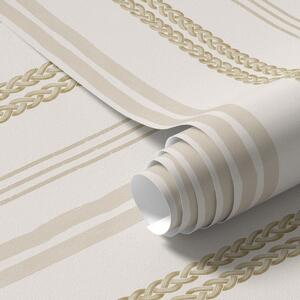 Carta da parati Righe verticali beige e ornamento a doppia treccia, Parati geometrica classici, Parati geometrica a righe classici, a01253 : Uwalls.it