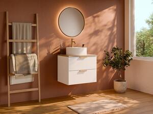 Mobile bagno sospeso con lavabo da appoggio rotondo Bianco L60 cm – AVORELI