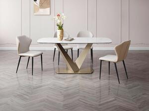 Tavolo da pranzo da 6 coperti in ceramica e Metallo Effetto marmo Bianco e Oro - PORELIMA di PASCAL MORABITO