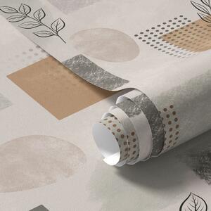 Carta da parati Composizione astratta con foglie e forme geometriche, Parati astratta classici, a01257 : Uwalls.it