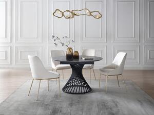 Tavolo da pranzo allungabile da 4 a 8 coperti in Ceramica e Metallo Effetto marmo Nero - CASTINA