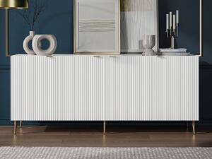Credenza con 4 ante in MDF e Acciaio Bianco e Dorato - YESINIA