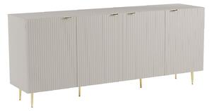 Credenza con 4 ante in MDF e Acciaio Beige e Dorato - YESINIA