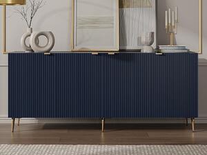 Credenza con 4 ante in MDF e Acciaio Blu e Dorato - YESINIA