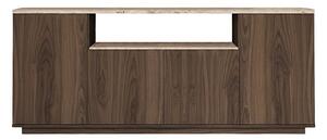 Credenza 4 ante e 1 ripiano Naturale scuro ed effetto travertino beige - LOTULA