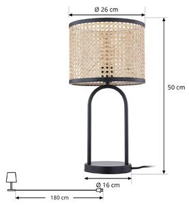 Lampada da tavolo Lindby Yaelle, altezza 50 cm, rattan, nero, E27