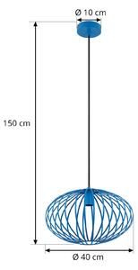 Lampada a sospensione Lindby Maivi, blu, 40 cm, ferro, gabbia