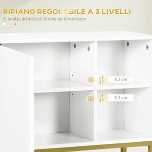 Kleankin Armadietto Bagno a 2 Livelli, Montaggio a Parete con Ripiani Aperti in MDF Bianco, 60x20x51 cm