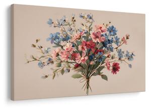 Quadro su tela – Bouquet di fiori blu e rosa