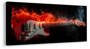 Quadro su tela – Chitarra elettrica e fuoco
