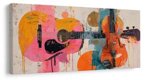 Quadro su tela – Chitarra e violino colorati