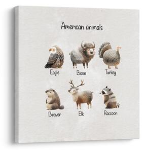 Quadro su tela – Illustrazione di animali americani