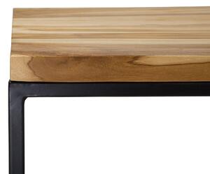 Tavolino da caffè in legno di teak chiaro con piano rettangolare con struttura in metallo Nero Beliani