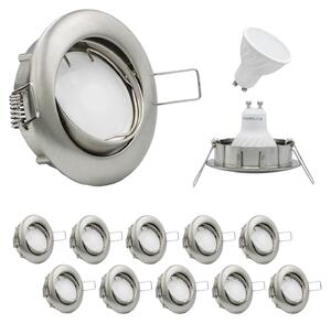 Set da 10 faretti da incasso MILI 7W GU10 3000K 230V 520 lumen in ferro spazzolato