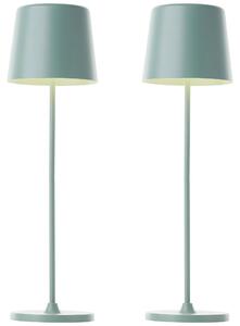 BRILLIANT Lampada da tavolo ricaricabile a LED Kaami, 2 W, 310 lm, 3000 K, verde iceberg, set da 2