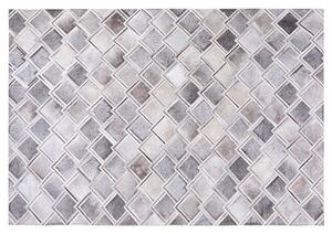 Tappeto tappetino Grigio Pelle 140 x 200 cm Patchwork Pelle Bovina Geometrico Rettangolare Moderno Beliani