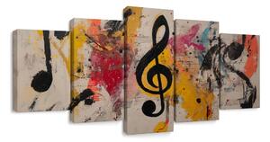 Quadri 5 pezzi – Astrazione musicale nei colori vivaci