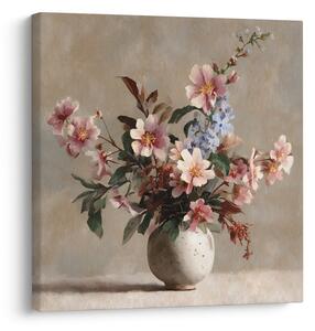 Quadro su tela – Fiori delicati in vaso rustico