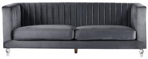 Divano grigio a 3 posti in velluto trapuntato stile smoking soggiorno moderno Beliani