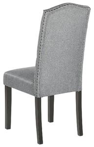 Set di 2 sedie da pranzo in tessuto di velluto grigio moderno design retrò gambe in legno Nero Beliani