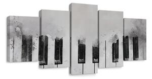 Quadri 5 pezzi – Tasti del pianoforte nella nebbia