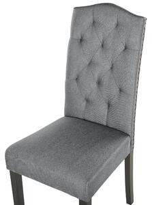 Set di 2 sedie da pranzo in tessuto di velluto grigio moderno design retrò gambe in legno Nero Beliani