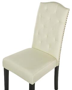 Set di 2 sedie da pranzo in tessuto di velluto color crema design retrò moderno gambe in legno Nero Beliani
