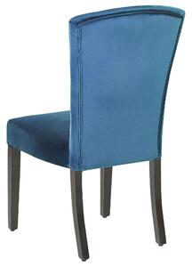 Set di 2 sedie da pranzo in velluto blu navy con schienale alto design retrò con finiture in argento a forma di chiodo Beliani