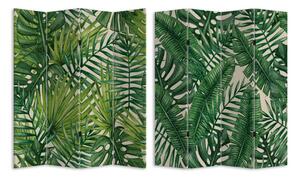 Paravento con stampa 4 pannelli foglie tropicali GREENY - 161 x 180 cm