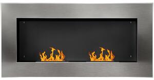 HOMCOM Camino Moderno a Bioetanolo da Parete con 2 Bruciatori e gancio Realizzato in Acciaio Inox, 1.5LT 110 x 54 x 14cm | Aosom Italy