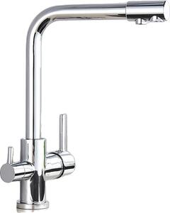 Rubinetto da cucina cromato, struttura in ottone resistente, doppia maniglia per acqua calda e fredda, rubinetti cromati