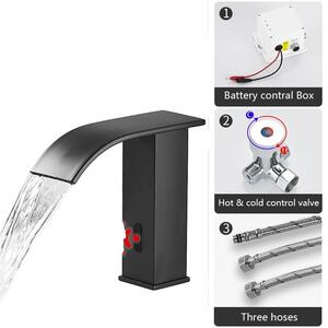 Miscelatore lavabo con sensore intelligente, comando senza contatto, finitura cromata, nero corto A/li/ul/div