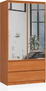Akord Armadio 2 Ante 2 Cassetti 2 Specchi Ontano 90X51X180 Cm