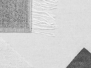 Coperta in acrilico grigio nero bianco 130 x 170 cm copriletto motivo geometrico con frange soggiorno camera da letto Beliani