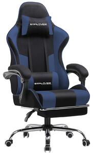 GTPLAYER Sedia da ufficio Sedia da gioco Poltrona da gioco in tessuto Sedia da gioco ergonomica con poggiapiedi, poggiatesta cuscino lombare, sedia da gioco imbottita, BLU