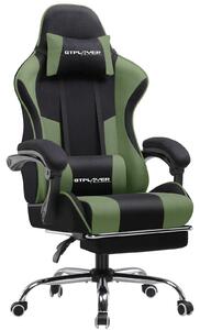 GTPLAYER Sedia da ufficio Sedia da gioco Poltrona da gioco in tessuto Sedia da gioco ergonomica con poggiapiedi, poggiatesta cuscino lombare, sedia da gioco imbottita, verde