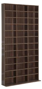 Homcom Libreria da Muro porta CD DVD in Legno,Mobile Soggiorno Regplabile con 36 scompartimenti, Marrone 195 × 102 × 23.5cm|Aosom