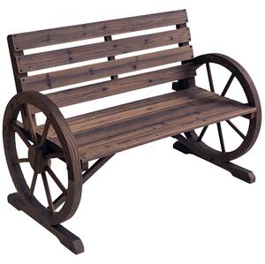 Outsunny Panchina da giardino rustica con Braccioli a Ruota per 2 Persone, 105.5x59x75 cm, Marrone | Aosom Italy
